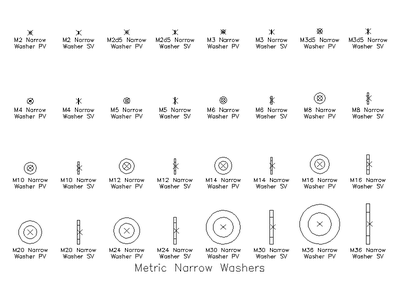 Metric Narrow Washers CAD block preview