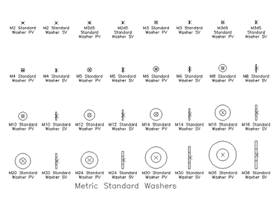 Metric Standard Washers CAD block preview