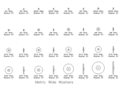 Metric Wide Washers CAD block preview