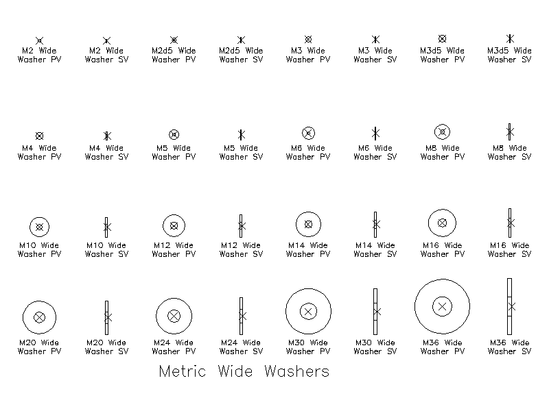 Metric Wide Washers – free CAD block preview