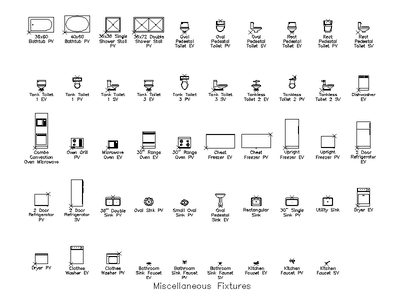 Miscellaneous Domestic Fixtures and Appliances CAD block preview