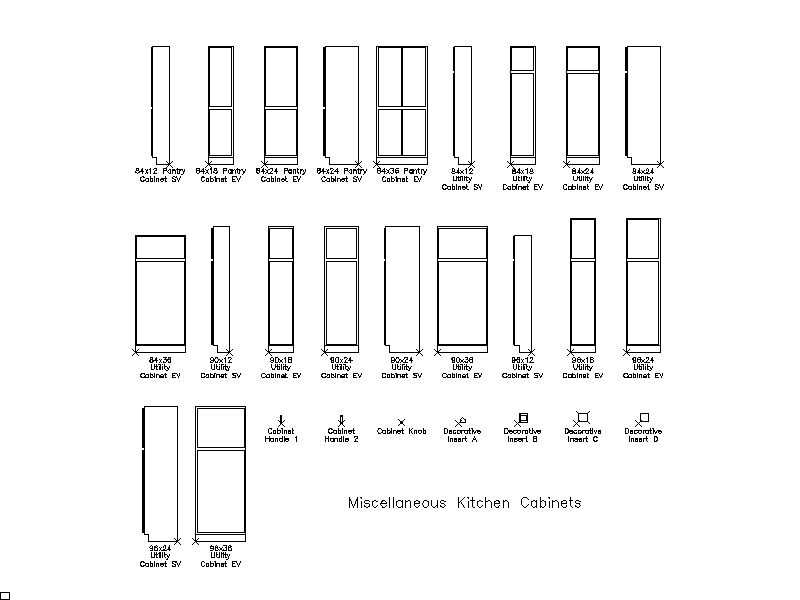 Miscellaneous Kitchen Cabinets - Pantry and Utility – free CAD block preview