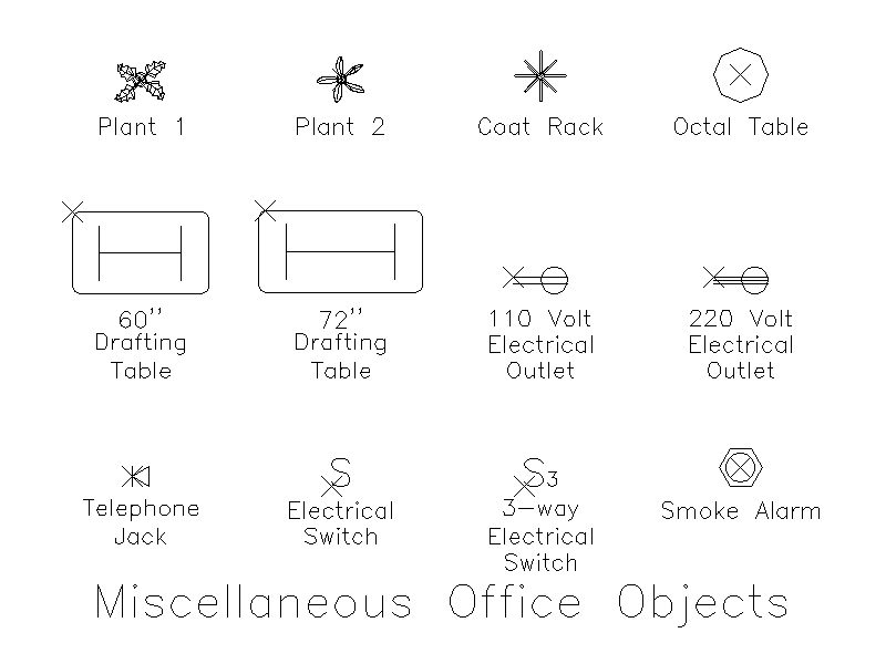 Miscellaneous Office Objects - Plan – free CAD block preview