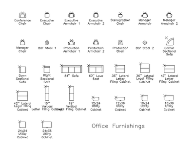Office Furnishings - Plan CAD block preview