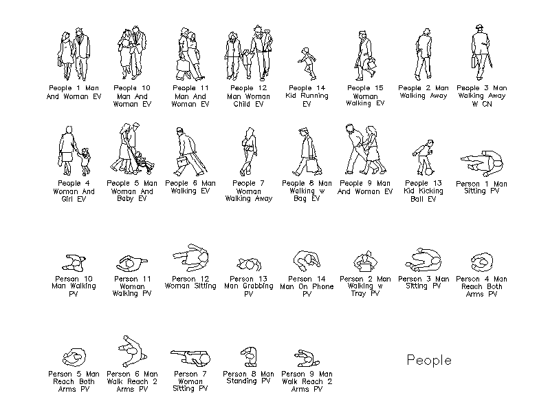 People - Elevation and Plan Library – free CAD block preview