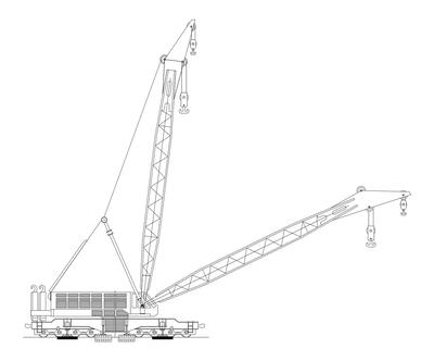 Rail-Mounted Lattice Boom Crane Elevation CAD block preview