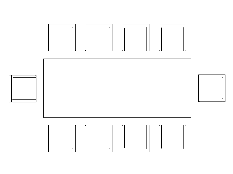 Rectangular Dining Table and 10 Chairs - Plan – free CAD block preview