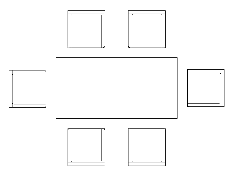 Rectangular Dining Table and 6 Chairs - Plan – free CAD block preview
