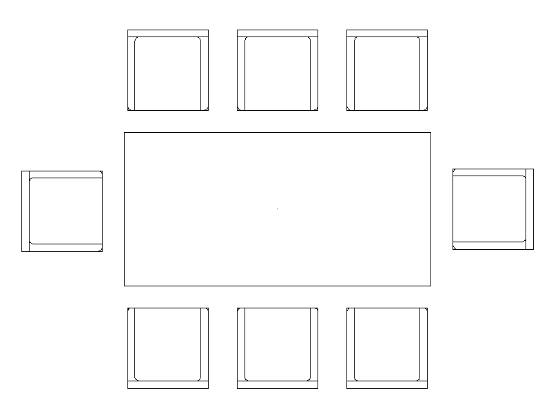 Rectangular Dining Table and 8 Chairs - Plan – free CAD block preview