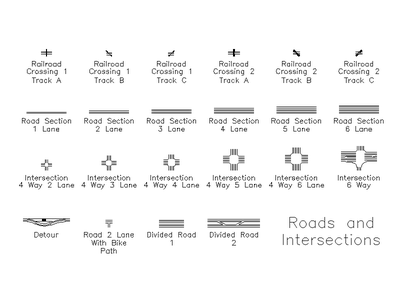 Roads and Intersections - Plan Library CAD block preview