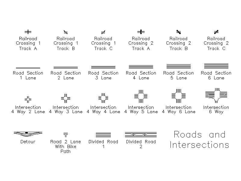 Roads and Intersections - Plan Library – free CAD block preview