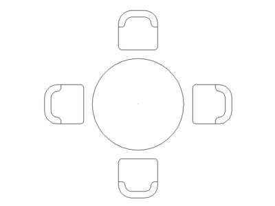 Round Dining Table and 4 Chairs - Plan (Type 1) CAD block preview
