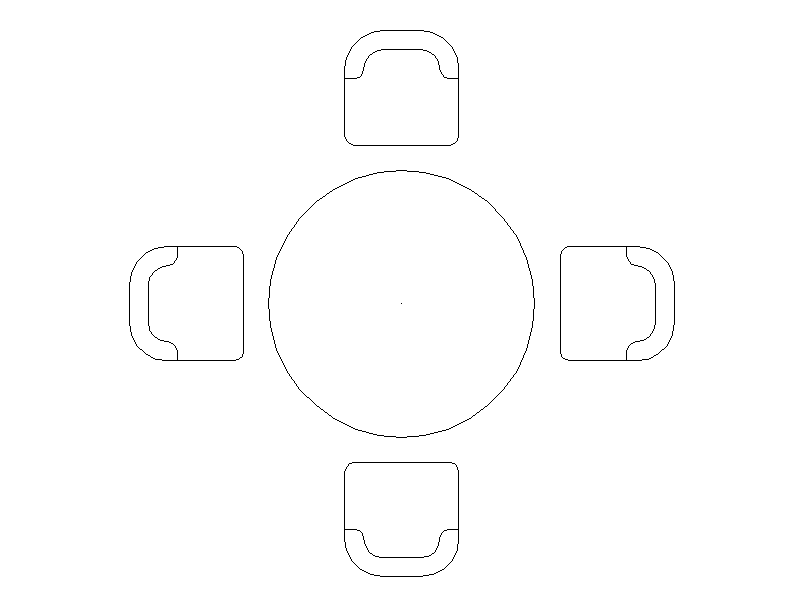 Round Dining Table and 4 Chairs - Plan (Type 1) – free CAD block preview