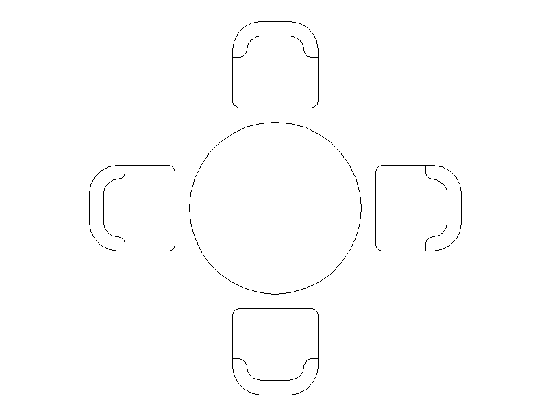 Round Dining Table and 4 Chairs - Plan (Type 2) – free CAD block preview