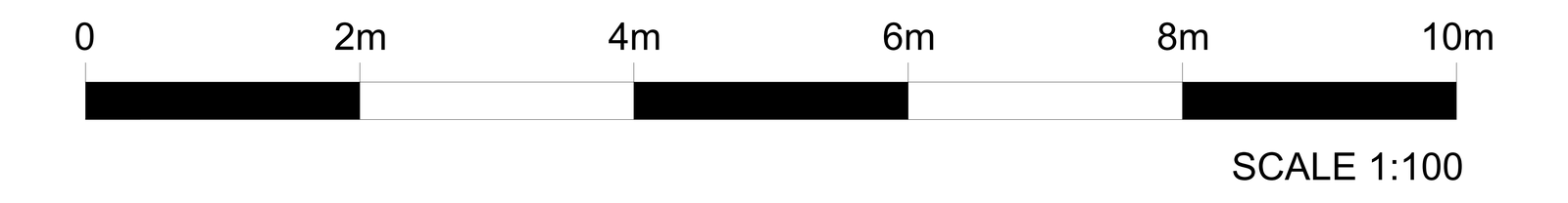 Scale Bar 10m at 1 to 100 Scale – free CAD block preview