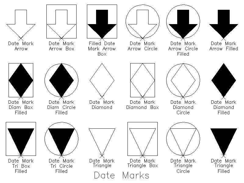Schedule Date Mark Symbols – free CAD block preview
