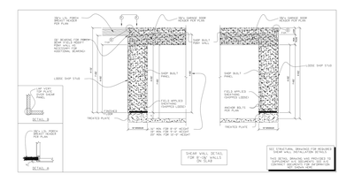 Shear Wall Detail for 8 ft Walls on Slab CAD block preview
