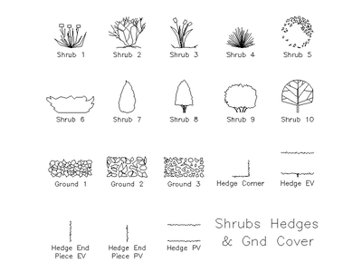 Shrubs, Hedges and Ground Cover CAD block preview