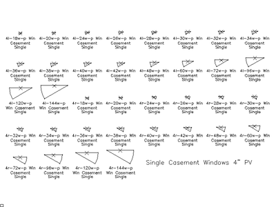 Single Casement Windows — 4 Inch Plan View CAD block preview