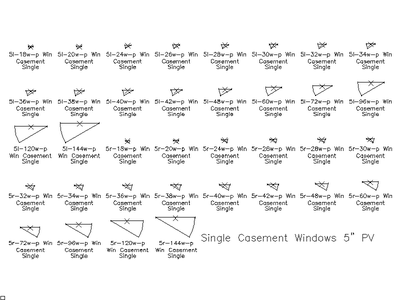Single Casement Windows — 5 Inch Plan View CAD block preview