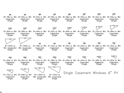 Single Casement Windows — 6 Inch Plan View CAD block preview