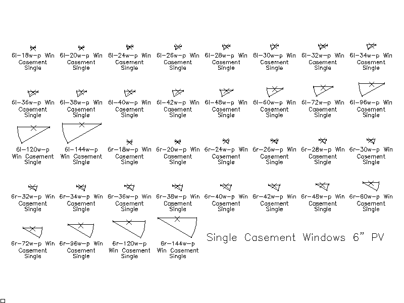 Single Casement Windows — 6 Inch Plan View – free CAD block preview