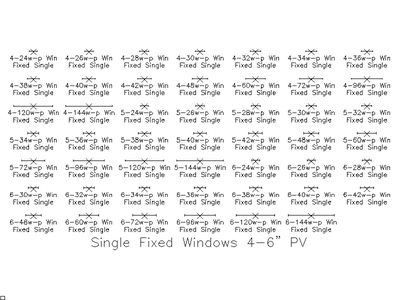 Single Fixed Windows — 4 to 6 Inch Plan View CAD block preview