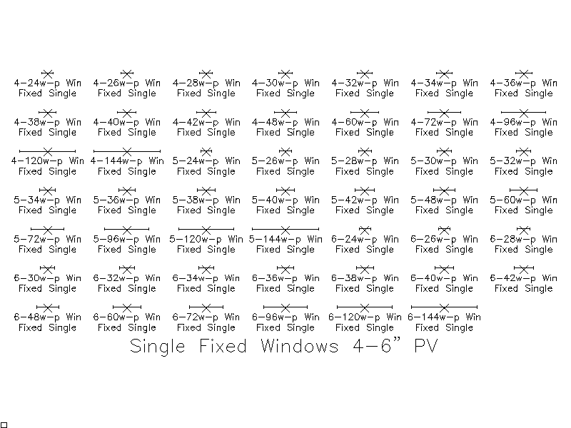 Single Fixed Windows — 4 to 6 Inch Plan View – free CAD block preview