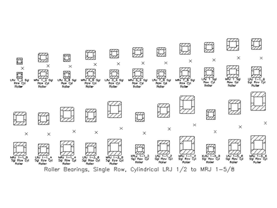 Single Row Cylindrical Roller Bearings LRJ 1/2 to MRJ 1-5/8 CAD block preview