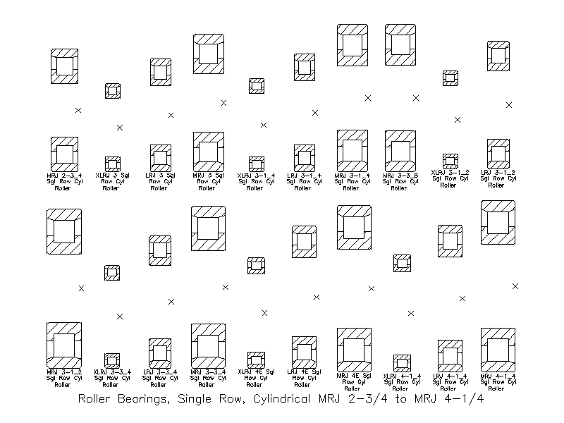 Single Row Cylindrical Roller Bearings MRJ 2-3/4 to MRJ 4-1/4 – free CAD block preview