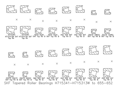 SKF Tapered Roller Bearings H715341-H715313W to 655-652 CAD block preview