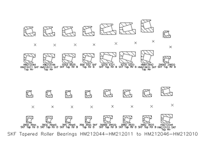SKF Tapered Roller Bearings HM212044-HM212011 to HM212046-HM212010 CAD block preview