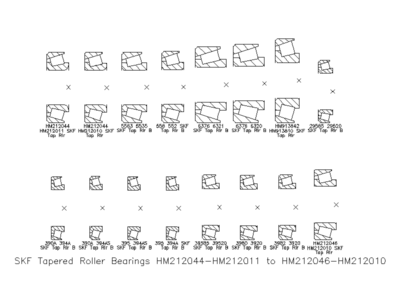 SKF Tapered Roller Bearings HM212044-HM212011 to HM212046-HM212010 – free CAD block preview