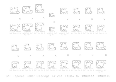 SKF Tapered Roller Bearings 2D AutoCAD Blocks Library (Cross-Section Views) CAD block preview