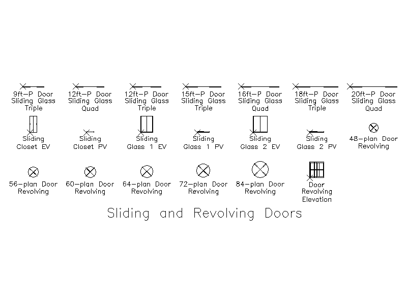 Sliding and Revolving Doors – free CAD block preview