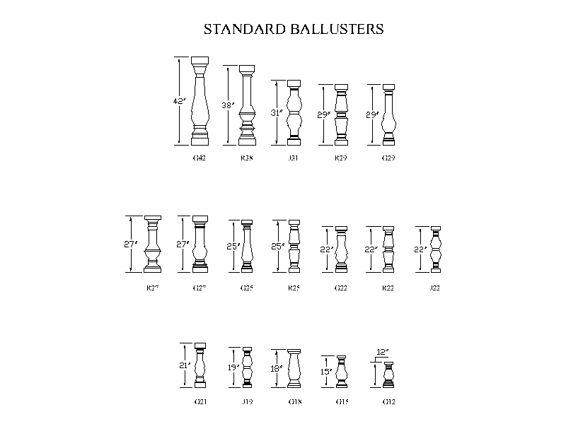 Standard Balusters – free CAD block preview