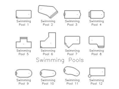 Swimming Pools - Plan Shapes CAD block preview