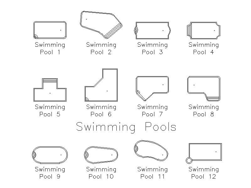 Swimming Pools - Plan Shapes – free CAD block preview
