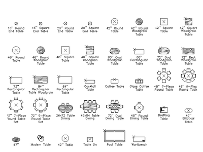 Tables and Dining Sets - Plan CAD block preview
