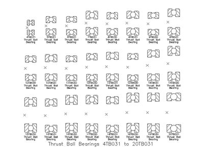 Thrust Ball Bearings 4TB031 to 20TB031 CAD block preview