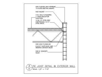 Tie Joist Detail at Exterior Block Wall CAD block preview