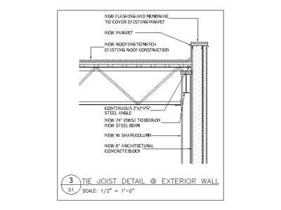 Tie Joist Detail at Exterior Column CAD block preview