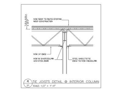 Tie Joists Detail at Interior Column CAD block preview