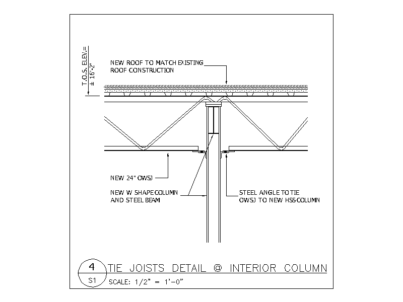 Tie Joists Detail at Interior Column – free CAD block preview