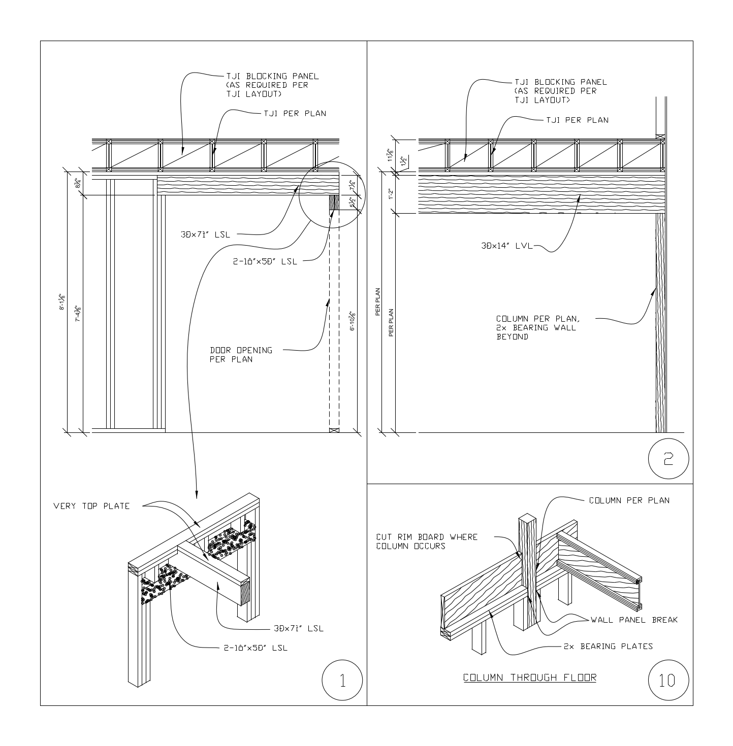 TJI Floor Framing and Header Details – free CAD block preview