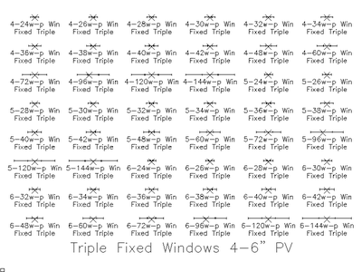 Triple Fixed Windows — 4 to 6 Inch Plan View CAD block preview