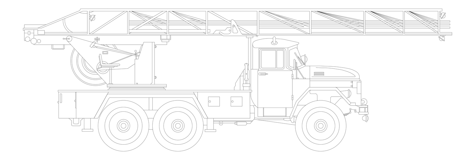 Truck-Mounted Crane Side Elevation – free CAD block preview