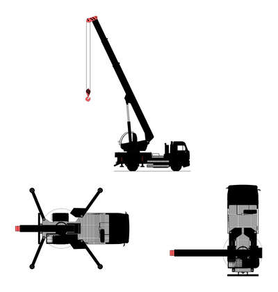 Truck-Mounted Telescopic Crane - Colour Elevations and Plan CAD block preview