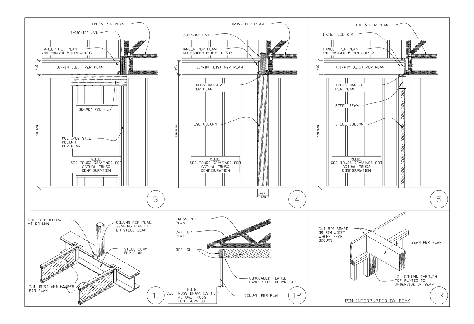 Truss and Beam Bearing at Column Details – free CAD block preview