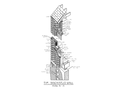 Typical Brick and Stud Wall (Isometric) CAD block preview